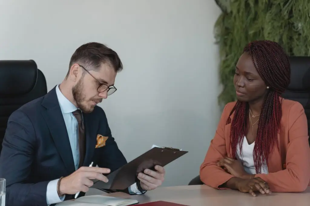 Job interview between a candidate and a recruiter